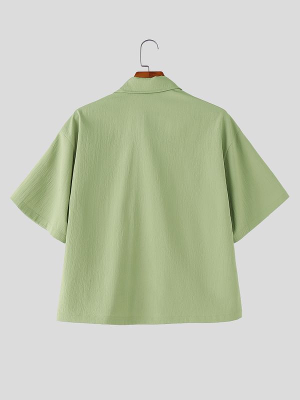 Men's Modern Zen Asymmetrical Slant-Placket Frog-Button Shirt SKUL58777