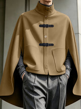 [Pre-order] Men's Neo-Chinese Chic Evening Gala Leather Buckle Stand Collar Split Cape SKUL89230