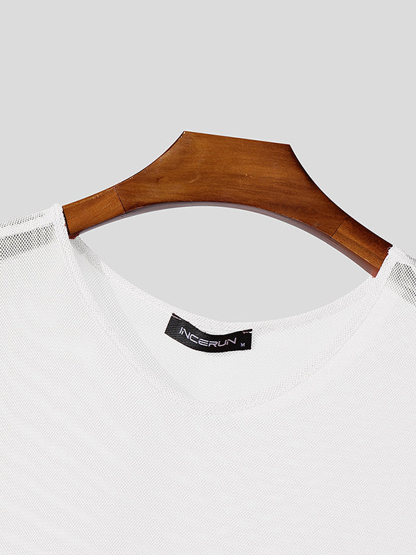 Men's Sheer Mesh Textured Casual Tank SKUL06336