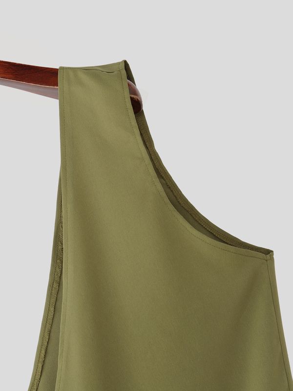 Men's Solid Color One Shoulder Jumpsuit SKUL57662