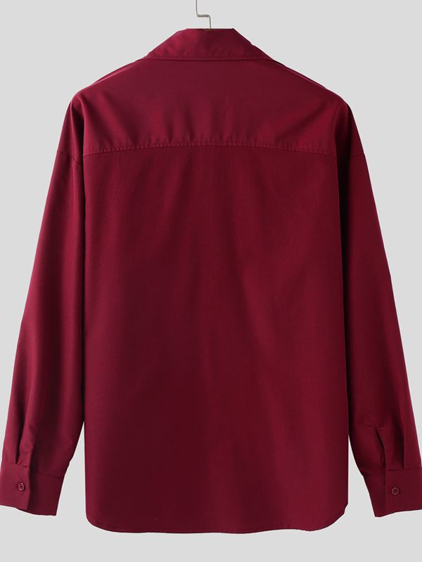 Men's Solid Color Casual Long Sleeve Shirt SKUL36217