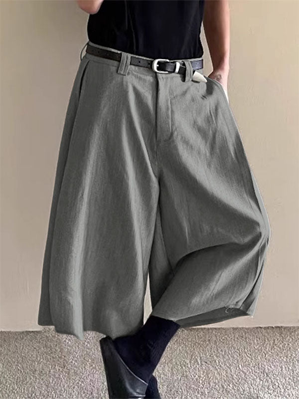 Mens Solid Color Loose Wide-Leg Casual Pant SKUL17898
