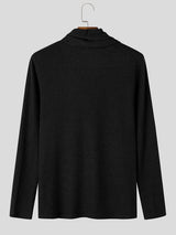Men's Smart Luxury Daily Commute Hanging Streamer Rib Knit Form-Fitting Long Sleeve T-shirt SKUL84624