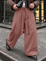 Men's Clean High Street Belted Pleated Wide-Leg Drape Pant SKUL78160