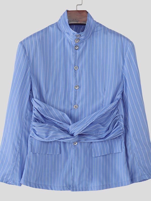 Men's Twist Multi Button Striped Long Sleeve Blazer SKUL33049