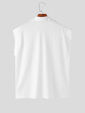 Mens Solid Lapel Casual Sleeveless Shirt SKUK49447