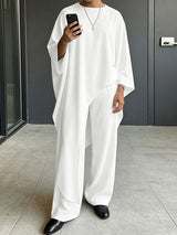 Men's Avant-Garde Minimalist Asymmetrical Drapey Two Pieces Outfit SKUL79636