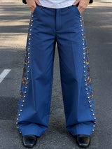 Men's Stud Patchwork Floral Print Loose Pant SKUL61101