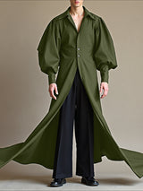 Mens Asymmetrical Split Hem Long Sleeve Shirt SKUL26177