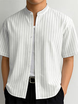 Mens Casual Striped Short Sleeve Shirt SKUL17984