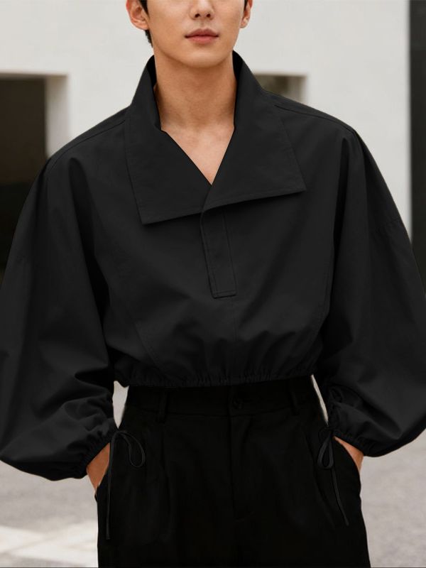 Men's Solid Color Waist-Fitted Collar Long Sleeve Shirt SKUL46083