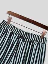 Men's Avant-Garde Retro Striped Ruffled Lace-Trim Pumpkin Short SKUL64234