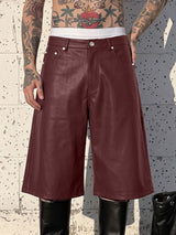 Men's Y2K Avant-Garde Baggy Faux Leather Short SKUL78972