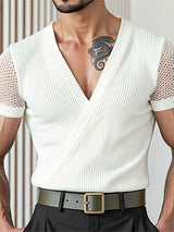 Mens Sheer Mesh Patchwork Short Sleeve T-Shirt SKUL15192