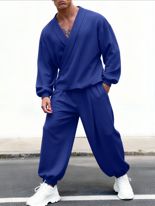 Men's Solid Color Casual Two Pieces Outfit SKUL45418