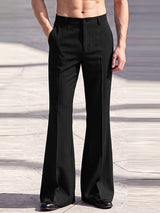 Men's Retro Clean Fit Crisp Drape Tailored Long Flared Suit Pant SKUL82469