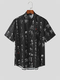 Mens Allover Calligraphy Print Short Sleeve Shirt SKUK43014