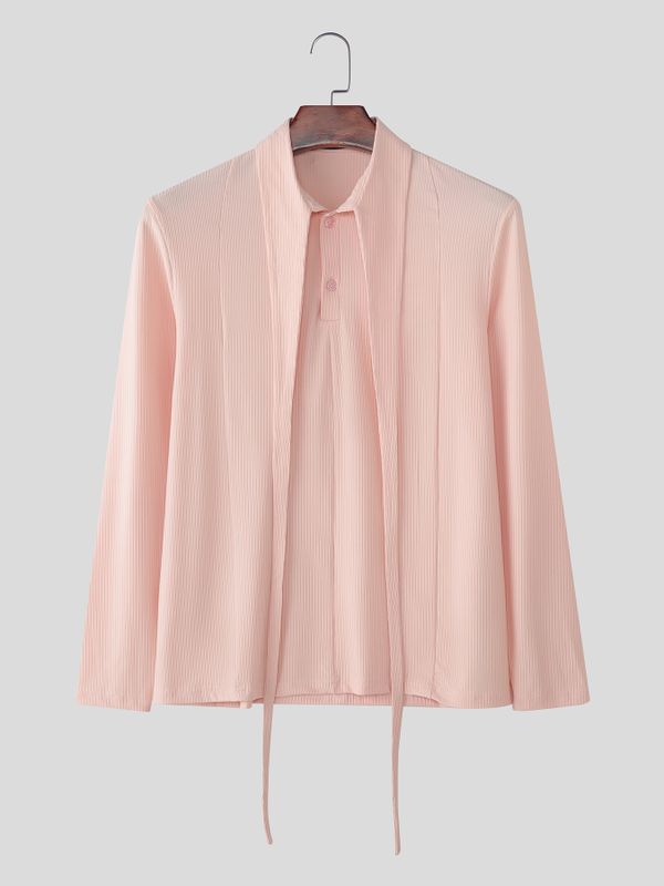 Men's Deconstructed Textured Long Sleeve Shirt SKUL53971