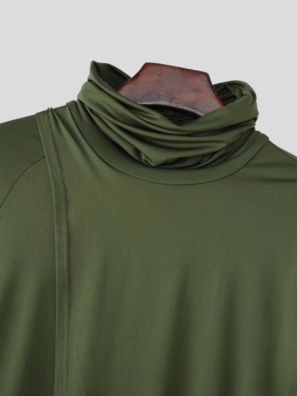 Men's Solid Color Knit Turtleneck Long Sleeve T-Shirt SKUL32883