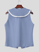 Men's Resort Wear Nautical Sailor Collar Tailored Waistcoat SKUL78988