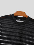 Mens Striped Mesh Half Sleeve T-Shirt SKUK35619