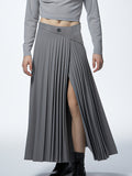 Mens Solid Pleated Split Front Skirt SKUK37856