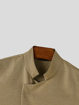 Men's Neo-Chinese Zen Asymmetrical Wrap Two Pieces Outfit SKUL79239