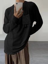 Men's Solid Relaxed Knit Long Sleeve T-Shirt SKUL35259