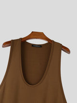 Men's Solid Color Oversized U-Neck Dress SKUL57275