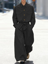 Men's Solid Color Casual Two Pieces Outfit SKUL40191