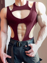 Men's Hollow Slim Fit Sleeveless Bodysuit SKUL23777