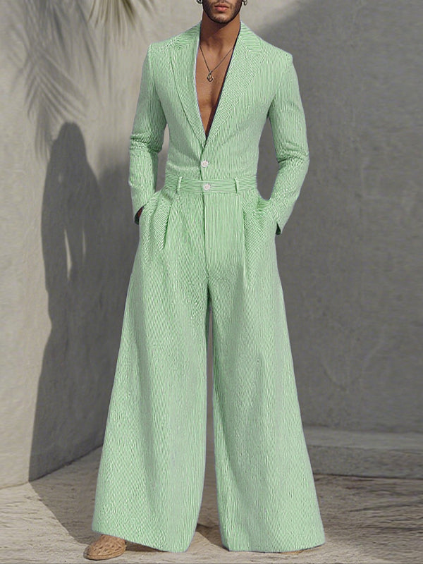 Mens Striped Casual Loose Long Sleeve Jumpsuit SKUL27277