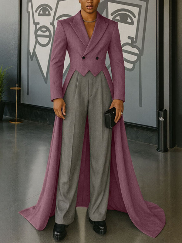 Men's Solid Color Long Hem Casual Long Sleeve Blazer SKUL31841