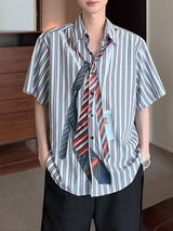 Men's Tie Print Casual Short Sleeve Shirt SKUL26907