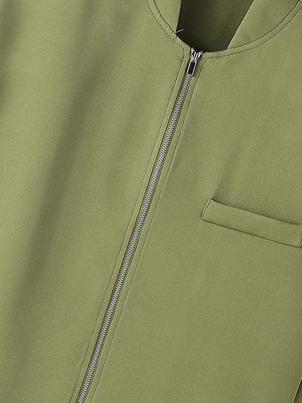 Men's Solid Color Stand Collar Cropped Long Sleeve Blazer SKUL46005