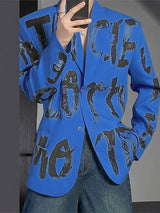 Men's Colorblock Letter Print Long Sleeve Blazer SKUL25959