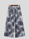 Mens Tropical Leaf Print Wide Leg Pants SKUK46447