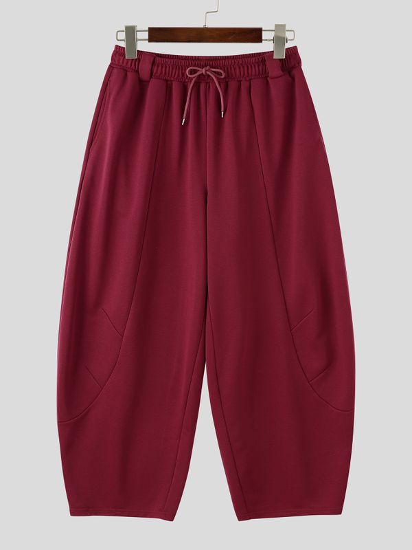Men's Clean Fit Urban Casual Curved Dart Seam Heavyweight Drawstring Waist Full Length Pant SKUL80548