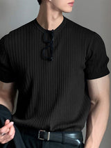 Mens Rib Knitted Crew Neck T-Shirt SKUJ35731