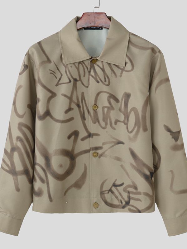 Men's Graffiti Print Contrast Color Two Pieces Outfit SKUL35077