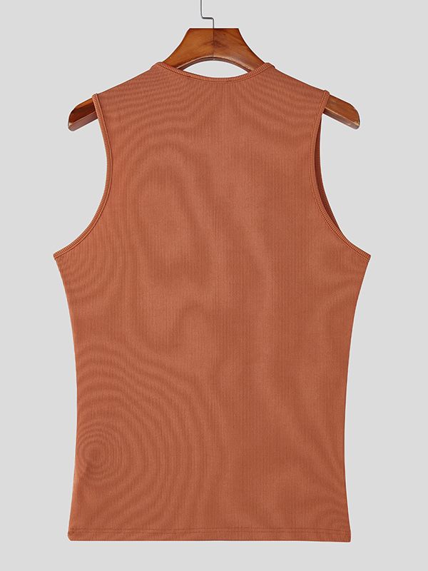 Men's Leather Strap Knit Cropped Tank SKUL51042