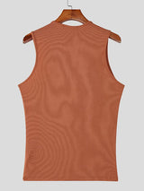 Men's Leather Strap Knit Cropped Tank SKUL51042