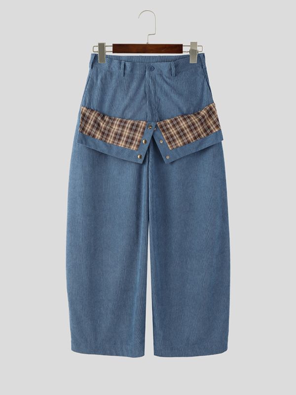 Men's Deconstructed Plaid Patchwork Wide Leg Pant SKUL51756