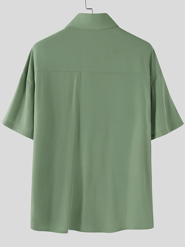 Men's Solid Color Semi Sheer Short Sleeve Shirt SKUL22408