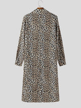 Men's Leopard Print Long Hem Trench Coat SKUL46189