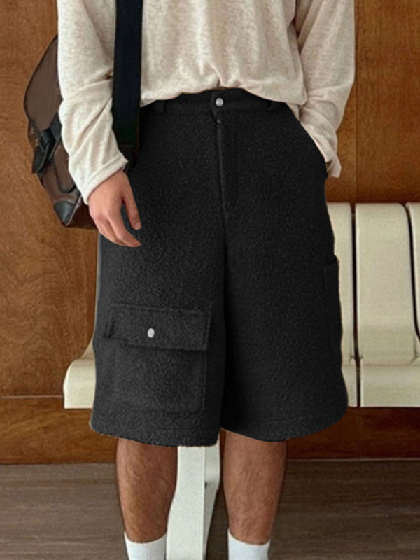 Men's Teddy Fleece Textured Casual Short SKUL29709