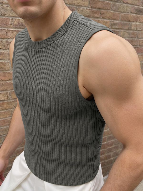 Men's Solid Color Knit Casual Tank SKUL52643