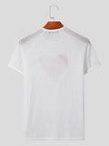 Mens Heart Patchwork Hollow Out T-Shirt SKUK48101