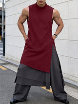 Men's Casual Long Hem Crew Neck Tank SKUL58887