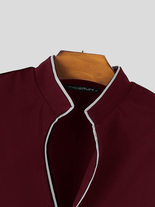 Men's Vintage Royal Evening Ball Contrast Piped Mandarin Collar Jacket SKUL81824